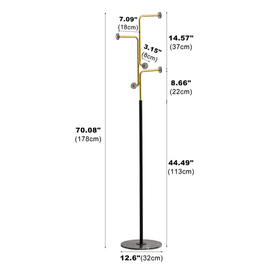JIAYUEJU Coat Rack Metal Clothes Rack with Mable Base Coat Tree for Hats Bags Office Bedroom Entryway Living Room 12.6 x 12.6 x 70.08 inches
