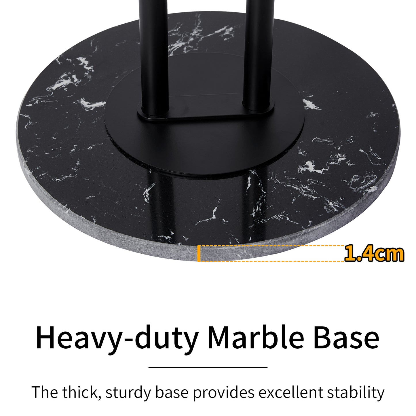 JIAYUEJU Modern Coat Racks with Marble Base Small Coat Stand Clothes Rack Metal Hat Rack Freestanding Coat Tree for Bedroom Entryway Office Hotel 12.6 x 12.6 x 66.54 Inches