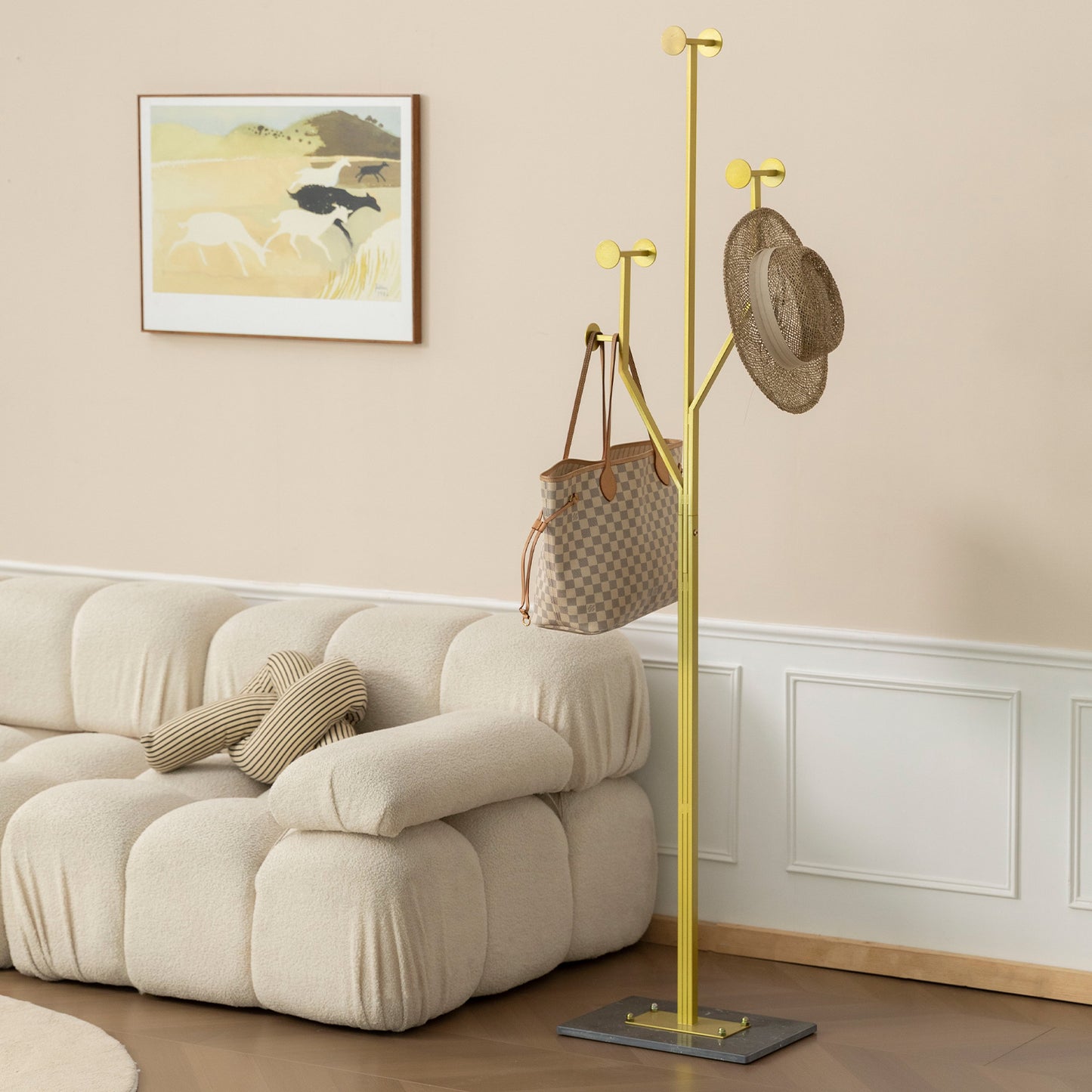 JIAYUEJU Heavy Duty Coat Rack Tree-shaped Metal Freestanding Coat Tree with Sturdy Marble Base Corner Coat Rack for Bedroom Entryway Hallway 14.96 x 10.24 x 68.9 Inches