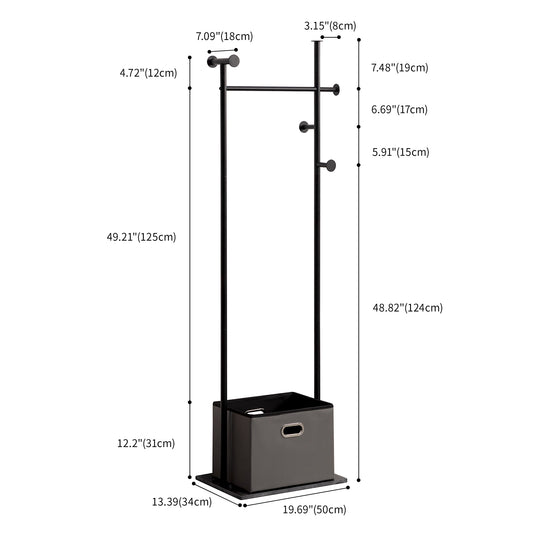 JIAYUEJU Heavy Duty Coat Rack with Storage Basket Metal Clothes Rack with Marble Base Garment Rack Coat Rack Stand for Entryway Bedroom Hotel 19.69 x 13.39 x 68.9 Inches